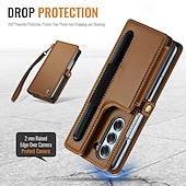 economico Cover Samsung-telefono Custodia Per Piegatura a Z 7 Z Fold 6 Copertura Posteriore Custodia Portafoglio con Supporto Con Cinturino da Polso con portapenne Retrò TPU PC