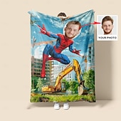 economico Tessili-Coperta Supereroe Cuscino Personalizzato Coperta Ragno con Immagine personalizzata Coperta per Ragazzi Regalo di San Valentino Compleanno per Amante dei Supereroi
