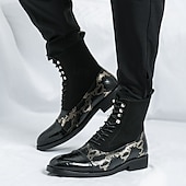 abordables Bottes habillées-bottines de luxe vertes pour hommes | similicuir à motif serpent avec bout en relief crocodile et design à lacets