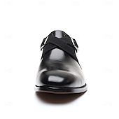 economico Semi-formale-scarpe da uomo con cinturino alla caviglia in pelle sintetica e pelle scamosciata bicolore – eleganti scarpe eleganti con fibbia per occasioni formali