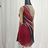 cheap Figure Skating Dresses-Figure skating costumes for adults and children customized red spandex mesh grading performance costumes competition training rhinestone women&#039;s skirts performance costumes