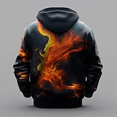 Homens Labareda Moletons Moletom Moda Legal Manga Longa Gola Redonda Festa Feriado Streetwear Preto Cinzento Preto Com Cordão Outono Inverno Designer baratos Padrão 3D-Homens Labareda Moletons Moletom Moda Legal Manga Longa Gola Redonda Festa Feriado Streetwear Preto Cinzento Preto Com Cordão Outono Inverno Designer