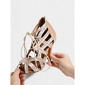abordables Chaussures de danses latines-Chaussures de danse en treillis floral coloré pour femmes avec bout ouvert et devant à lacets - confortables et élégantes, parfaites pour la salle de bal, la performance ou la danse latine