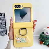 cheap Samsung Cases-Phone Case For Z Flip 6 Z Flip 5 Z Flip 4 Z Flip 3 Ring Buckle Shockproof Retro TPU Silicone