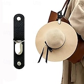 abordables Gorros-Clip de cuero multifuncional para sombreros para viajar y acampar: sujeta el sombrero de forma segura al bolso o al equipaje