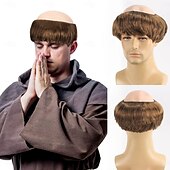 economico Parrucche da festa-Parrucche sintetiche Liscio Con frangia A macchina Parrucca Corto Marrone Capelli sintetici Per uomo Marrone