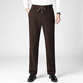 baratos Magro-Homens Social Calças de Veludo Calças chinês Bolsos Com Cordão Cintura elástica Côr Sólida Conforto Formal Festa Trabalho Moda Estilo Clássico Preto Azul Marinha Micro-Elástica