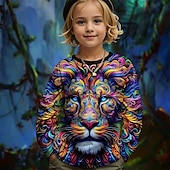 levne 3D zvířata dívky-Dívčí 3D Grafika Zvíře Tričko Košilky Dlouhý rukáv Jaro Podzim Módní Základní Děti 4-12 let Tričkový Venkovní Ležérní Denní Běžný