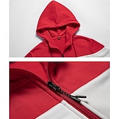 economico felpe con cappuccio da uomo di base-Per uomo Felpa con cappuccio Felpa con cappuccio a zip intera Bianco Rosso Blu marino Cachi Con cappuccio Color Block Collage Tasche Ufficio Sportivo Informale Streetwear Essenziale Informale