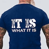  Ανδρικό Γραφικό T-Shirt - 'Είναι όπως είναι' - Κοντομάνικο Γραφικό T-Shirt με Μήνυμα Στυλ
