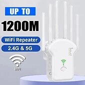 cheap Wireless Routers-1200Mbps WiFi Repeater Wireless WiFi Signal Repeater Dual-Band 2.4G 5G Network Amplifier WPS Router