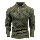 preiswerte Herrenpullover-Herren Pullover Strickpullover Gerippt Stricken Standard Strick Glatt Rollkragen Modisch Basic Urlaub Freizeitskleidung Bekleidung Herbst Winter Schwarz Gelb S M L