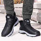 baratos Inverno e botas de neve-botas masculinas para caminhadas ao ar livre no inverno - tênis quentes forrados com pele, à prova d&#039;água, com sola antiderrapante e tira de velcro