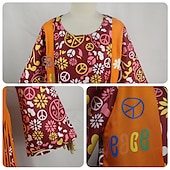levne 70. léta 20. století-Retro 60. léta Hippie Šaty Cosplay kostým Čelenka Hippie Disko Dámské Dívčí Třásně předvečer Všech svatých Karneval Plesová maškaráda Výkon Plesová maškaráda Běžné / Denní Dospělé Šaty Kryt obuvi