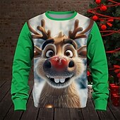 preiswerte Jungen 3D Tiere-Jungen 3D Graphic Hirsch Weihnachts-Sweatshirt Pullover Langarm Frühling Herbst Modisch Basic kinderkleidung 4-12 Jahre Rundhalsausschnitt Outdoor Casual Täglich Regular Fit