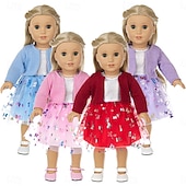 cheap Reborn Dolls-2 pcs American Doll Clothes Gift for 18 inch Doll Clothes and Accessories Including Coat and Dress(WITHOUT DOLL) Christmas Gift