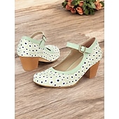 halpa Block Heels-naisten siniset pilkulliset mary jane -korkokengät – keskikorkoiset retrokengät solkihihnalla vintage-vaikutteisiin asuihin ja tanssijuhliin