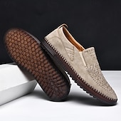 levne Pánské nazouváky a mokasíny-pánské prodyšné slip-on mokasíny - perforovaná ležérní obuv z umělého semiše s tkanými detaily a protiskluzovou podrážkou