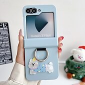 cheap Samsung Cases-Phone Case For Z Flip 6 Z Flip 5 Z Flip 4 Z Flip 3 Ring Buckle Shockproof Retro TPU Silicone