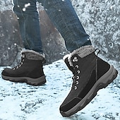 billiga Kängor-Herr Stövlar Snökängor Kängor Vinterkängor Fleecefoder Mocka Nylon Bekväm Halksäker Snörning Svart Grå