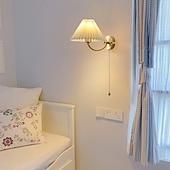 baratos Candeeiros de Parede de interior-luminárias de parede interior moderno arandela de cobre arandela de cobre com interruptor de corrente abajur de parede de tecido plissado branco arandelas de leitura de cabeceira 85-265v