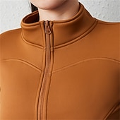 cheap Yoga Tops-Women's Yoga Top Stand Collar Thermal Warm Quick Dry Lightweight Thumbhole Long Sleeve Sports Solid Color Jacket Top For Running Fitness Yoga Slim Activewear