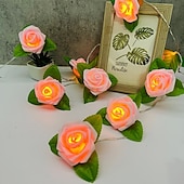 baratos Luzes de fio USB-Luzes de corda de fada rosa simulada 10/20 led usb/bateria alimentadas por luzes de guirlanda de natal casamento dia dos namorados jardim varanda decoração de casa luzes penduradas