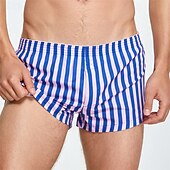 abordables Bóxer de hombre-Hombre 1 pc Boxer Boxers Cintura elástica 100% Algodón Transpirable Suave Cómodo Raya Tiro Medio Blanco Amarillo