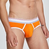 abordables Slips homme-Homme 1 pc Slips Caleçon Patchwork 90% coton Respirable Doux Confortable Bloc de couleur Taille Basse Jaune Rouge