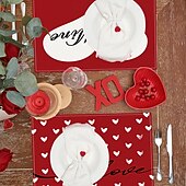 cheap Placemats &amp; Coasters &amp; Trivets-Valentine&#039;s Day Placemats Set of 4 Romantic and Decorative Table Mats Featuring Heart or Rose Patterns Durable and Heat-Resistant Perfect for Adding a Touch of Love to Your Dining Table Decor
