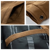 abordables Chaquetas de Ante Sintético-Hombre Chaqueta ligera Chaqueta de gamuza sintética Hogar Oficina Cortavientos Bolsillo Invierno Primavera &amp; Otoño Color sólido Vintage Estilo clásico Regular Negro Marrón Chaquetas