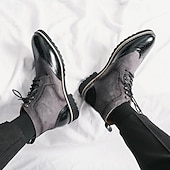 abordables Bottes habillées-bottines en cuir et daim synthétique marron pour hommes avec détails brogue, design à bout d&#039;aile et semelle robuste - chaussures décontractées et formelles de style vintage