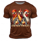 billiga T-shirts med djurmönster-Herr Tupp T-shirt Kortärmad T-shirt 3D-tryck Rund hals Skjorta Mode Fritids- Gata Utomhussport Dagligen Svart Vit Rubinrött Sommar Vår Kläder S M L XL XXL XXXL