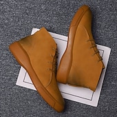 abordables Bottines-bottines décontractées en similicuir pour hommes avec design à lacets, semelle antidérapante confortable, parfaites pour un usage quotidien et des activités de plein air