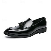 preiswerte Halbformell-Rote Loafer aus Kunstleder für Herren mit Quastendetail – elegante Schlupfschuhe für formelle Anlässe und das Büro