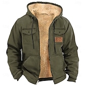 levne pánské 3D mikiny s kapucí-Pánské Pevná barva Kovbojské Fleece Kapucky Kapuce Mikina s kapucí Kapuce Módní 3D tisk Dovolená Streetwear Hnědá Khaki Zip Kapsy Podzim Zima Návrhář
