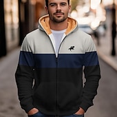 economico Schema Geometrico-Per uomo Blocco di colori Pile Felpe con cappuccio Moda Etnico Manica Lunga Con Cappuccio Feste Abbigliamento casual alla moda Rosso Blu Coulisse Autunno Inverno progettista