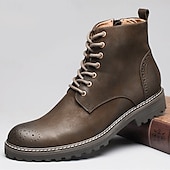 levne Kotníkové boty-pánské hnědé šněrovací kotníkové boty z umělé kůže s brogue detailem a robustní podrážkou – klasický a odolný outdoorový styl
