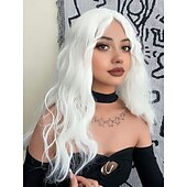 economico Parrucche trendy sintetiche-parrucca lunga parrucche ondulate per donne parte centrale parrucche ricce parrucca sintetica riccia naturale parrucche cosplay in fibra resistente al calore per uso quotidiano alle feste