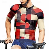 abordables Maillots pour hommes-Homme Maillot Velo Cyclisme Manche Courte Cyclisme Tee-shirt Maillot avec 3 poches arrière VTT Vélo tout terrain Respirable Séchage rapide Conception anatomique Mèche Rouge vin Rouge Bleu Bloc de