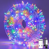tanie Podłączane do prądu-50m 100M Łańcuchy świetlne 400-800 Diody LED EL 5mm 1 Pilot zdalnego sterowania 13 kluczy 1 szt. Ciepła biel Zimna biel Fioletowy Kreatywne łańcuchy świetlne Świąteczne światła Halloween Impreza