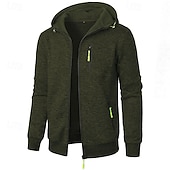 preiswerte Herren Strickjacke-Herren Strickjacke Kurzer Pullover Zip Pullover Reißverschluss Strickpullover Gerippt Stricken Standard Tasche Feste Farbe Mit Kapuze Modisch Klassisch Urlaub Freizeitskleidung Bekleidung Herbst