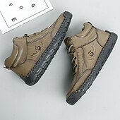 economico Stivaletti alla caviglia-stivali casual da uomo alti in similpelle con cuciture, suola resistente e design con lacci: perfetti per le avventure all&#039;aria aperta e per il comfort quotidiano