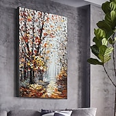 Χαμηλού Κόστους Πίνακες Τοπίων-χειροποίητη ελαιογραφία καμβάς διακόσμηση τοίχου αφηρημένη μικρό δάσος χοντρό μαχαίρι λαδιού πίνακες ζωγραφικής τοπίο για διακόσμηση σπιτιού ρολό χωρίς πλαίσιο χωρίς τεντωμένη ζωγραφική