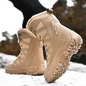 baratos Botas de combate-botas táticas de inverno masculinas – botas de neve quentes, forradas com pele sintética, impermeáveis, de cano alto e com sola antiderrapante, ideais para caminhadas ao ar livre e clima frio