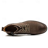 levne Kotníkové boty-pánské hnědé šněrovací kotníkové boty z umělé kůže s brogue detailem a robustní podrážkou – klasický a odolný outdoorový styl