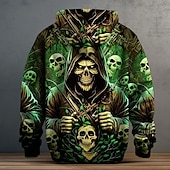 economico felpe 3d da uomo-Per uomo Scuro Felpe Felpa Soprabiti Felpa con cappuccio Girocollo Di tendenza Stampa 3D Feste Per eventi Abbigliamento di strada Verde A cordoncino Autunno Inverno progettista