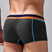 cheap Men&#039;s Boxers Underwear-Men&#039;s 1 PCS Boxers Underwear Boxer Shorts Patchwork Elastic Waist Chinlon Breathable Soft Comfortable Color Block Letter Mid Rise Black White