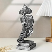 お買い得  壁の彫刻-考える人の像 - 沈黙は金なり モダン装飾 クリエイティブ 抽象芸術 フィギュア 樹脂彫刻 装飾 部屋 自宅 勉強 オフィス 男性用 デスクトップ飾り