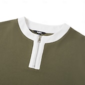 economico T-shirt in maglia waffle-Per uomo Maglietta Waffle Maglietta con Zip a Quarti Maglietta Camicia a Maniche Lunghe Manica Lunga Girocollo Primavera &amp; Autunno Blocco di colori Moda Designer Essenziale Cerniera Finto due pezzi